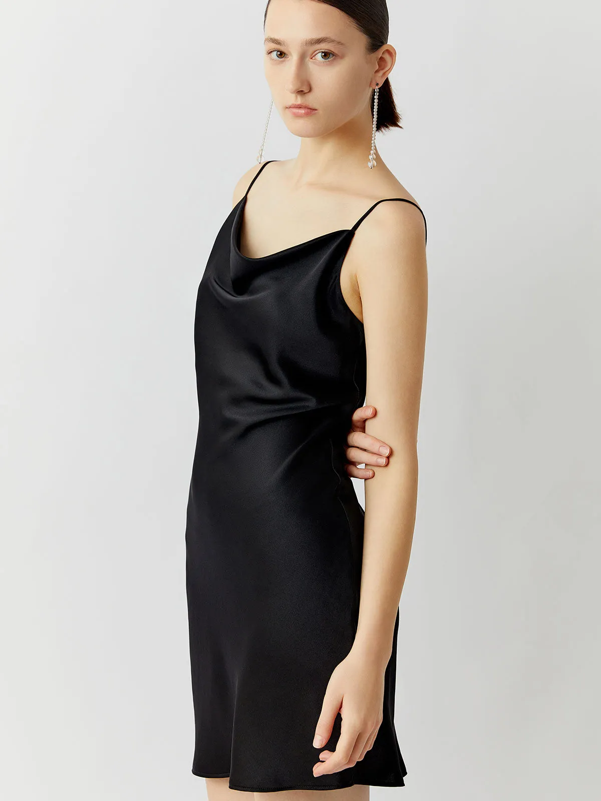 SILKINC Crystal Bias Cut Cowl Neck Mini Slip Dress (Spirit slip)