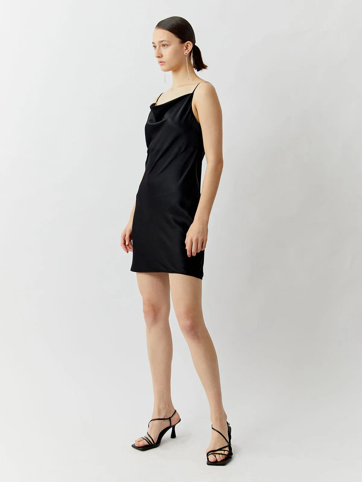 SILKINC Crystal Bias Cut Cowl Neck Mini Slip Dress (Spirit slip)