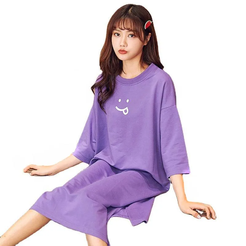 Sleepwear 100% Soft Cotton Purple Night Shirt Nightgown Lounge wear M L XL XXL