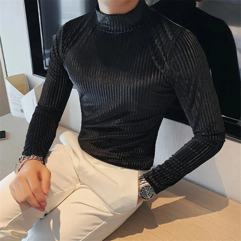 Slim Fit Solid Turtleneck T-Shirt