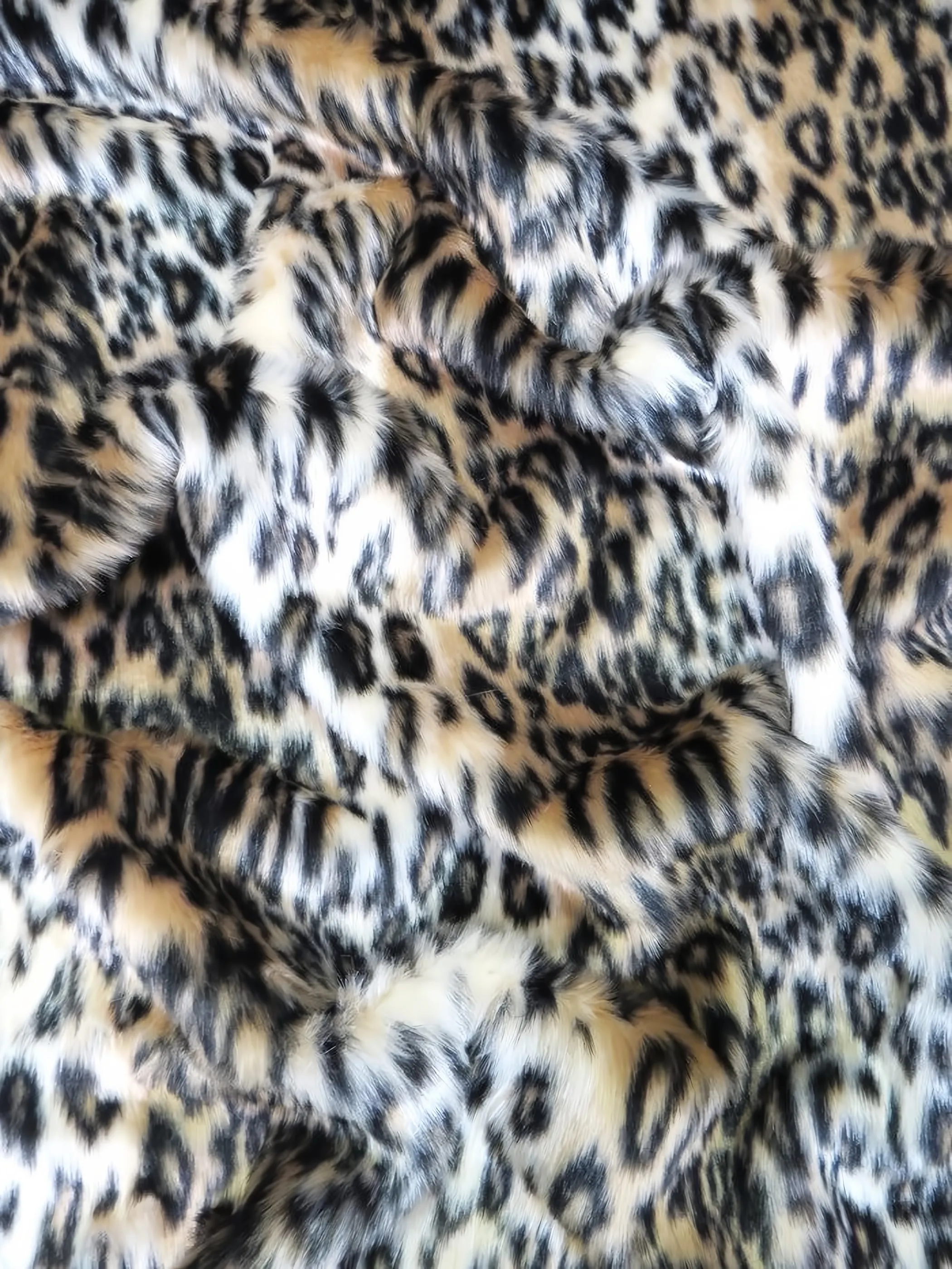 Snow Leopard Brown Leopard Cheetah Animal Long Pile Faux Fur Fabric / Sold By The Yard