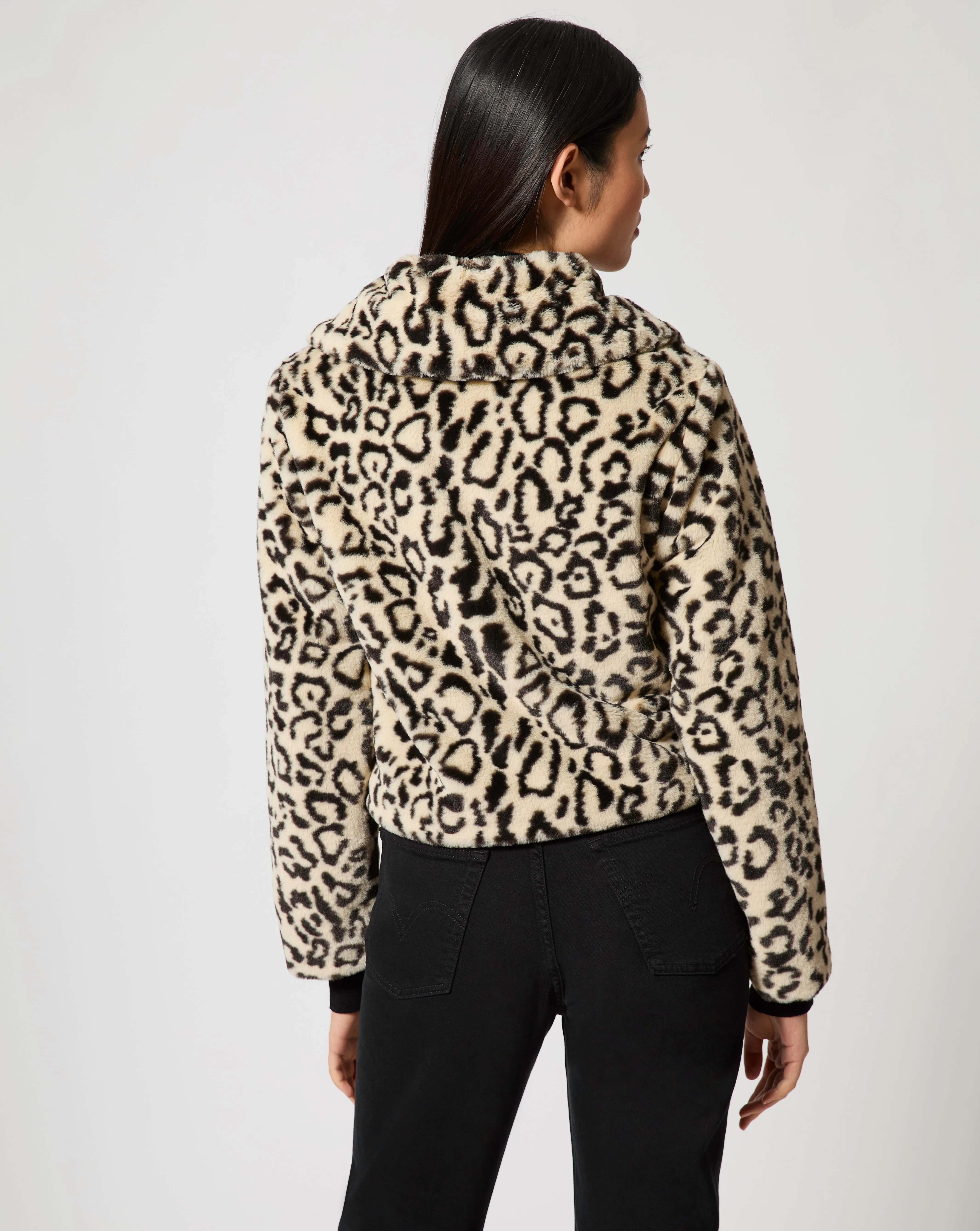 Snow Leopard Faux Fur Jacket