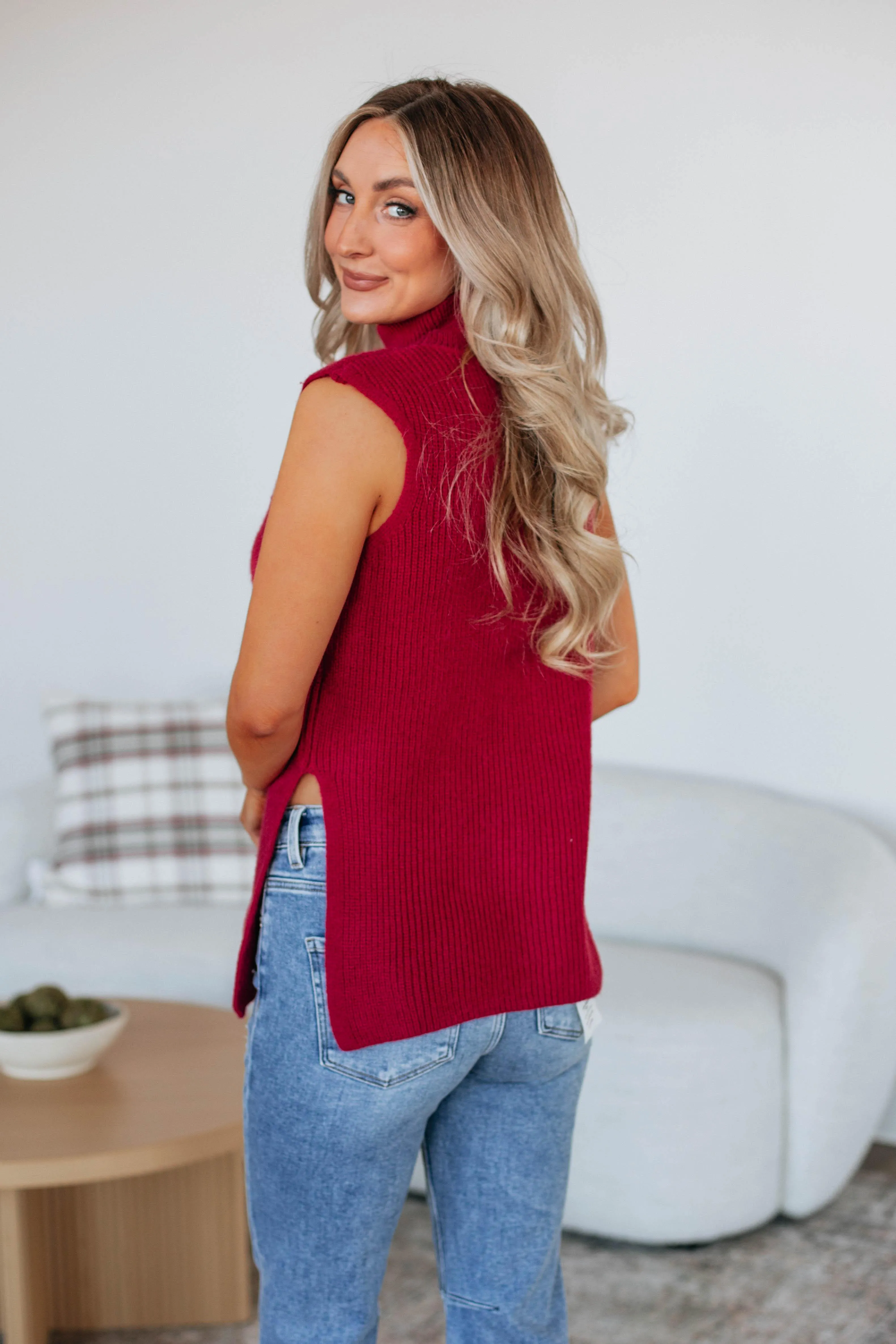 Sophia Sweater Top - Cranberry