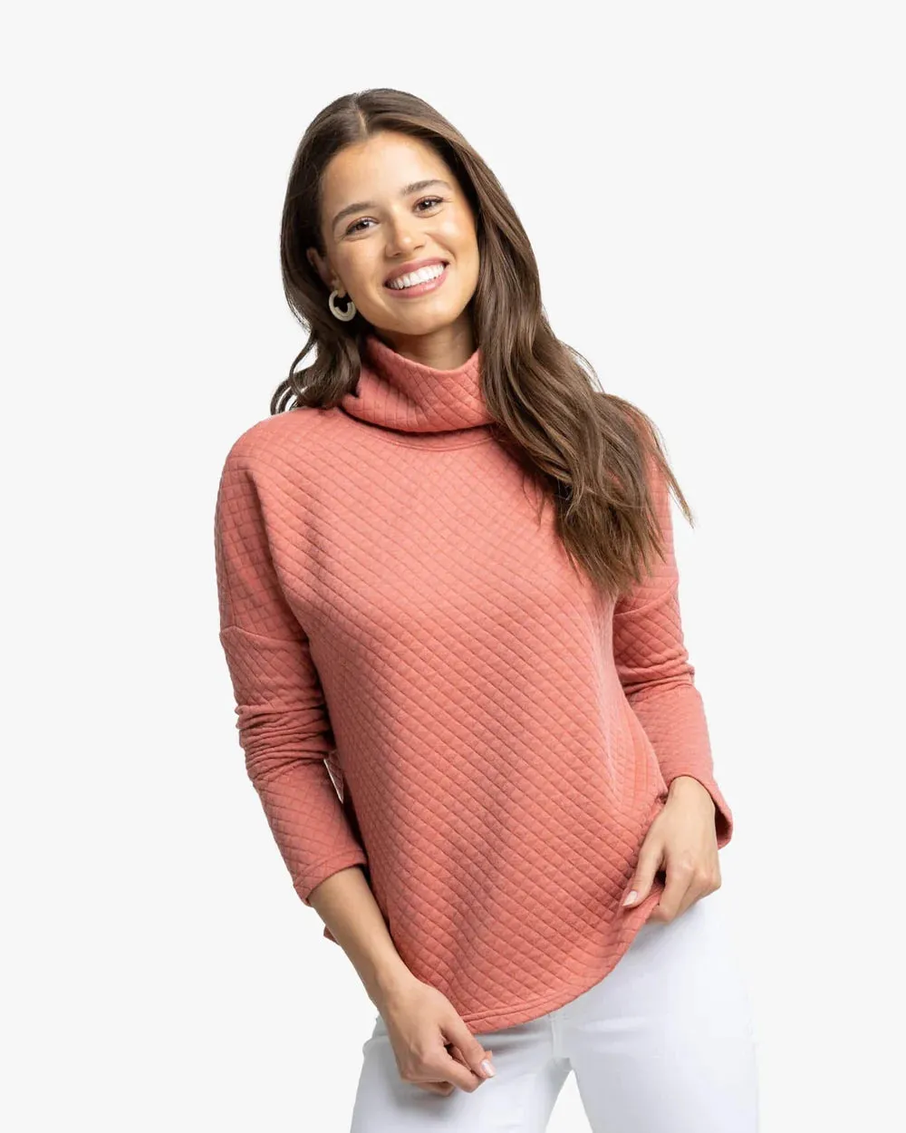 Southern Tide Mellie Mock Neck Sweatshirt Dusty Coral