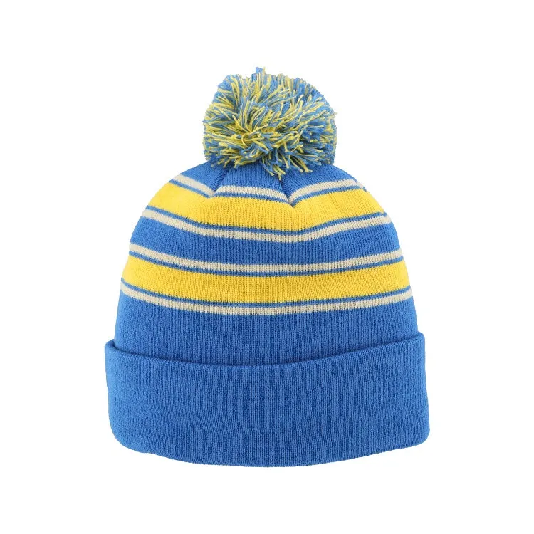 ST. LOUIS BLUES HERITAGE ZEPHYR STRIPED CUFFED POM KNIT- AIR FORCE BLUE