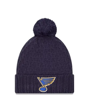 ST. LOUIS BLUES NEW ERA LADIES CHUNKY POM KNIT - NAVY