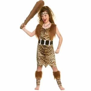 Stone Age Cave Girl Fancy Dress Costume Animal Print Tunic