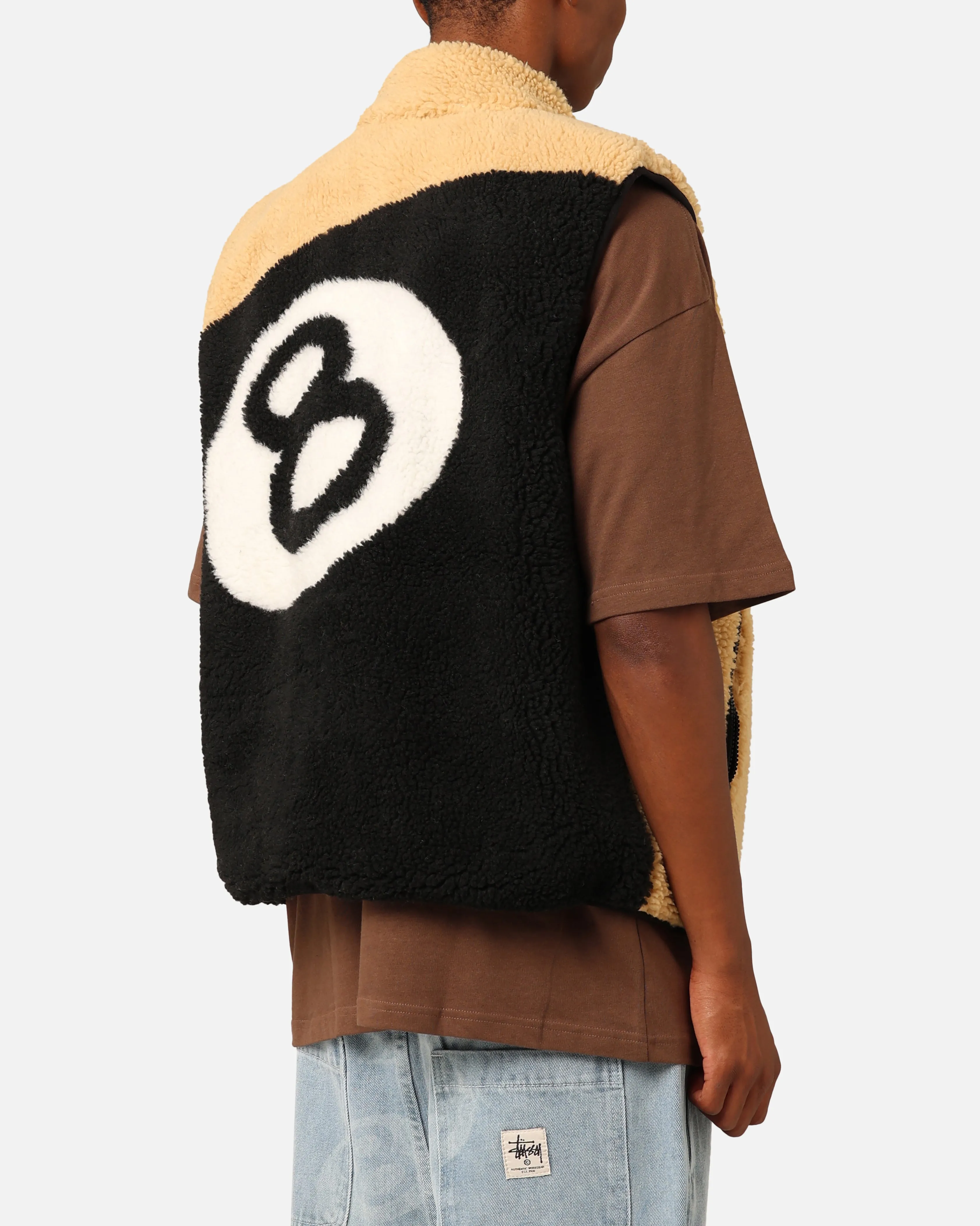 Stüssy 8 Ball Sherpa Reversible Vest Tan