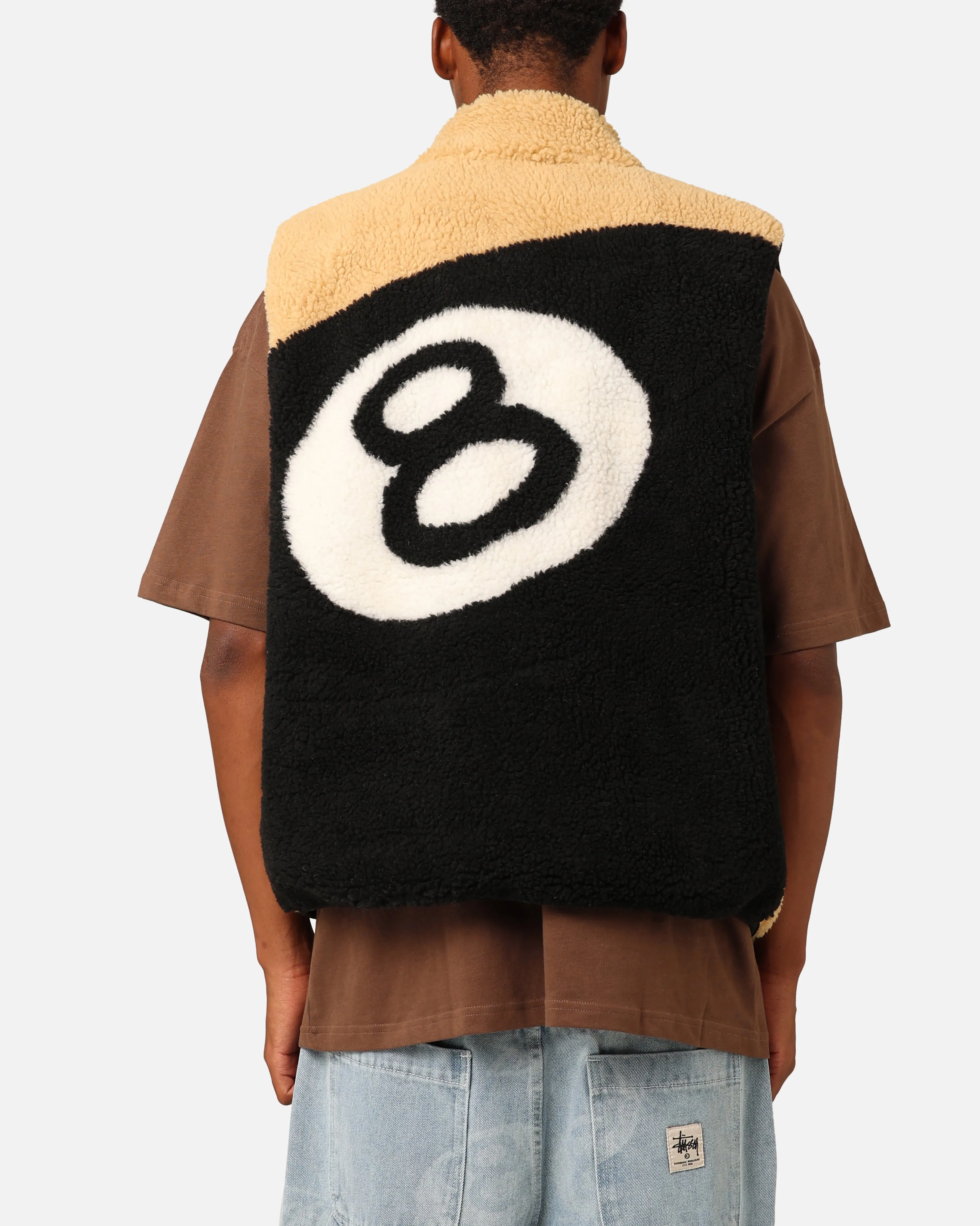 Stüssy 8 Ball Sherpa Reversible Vest Tan