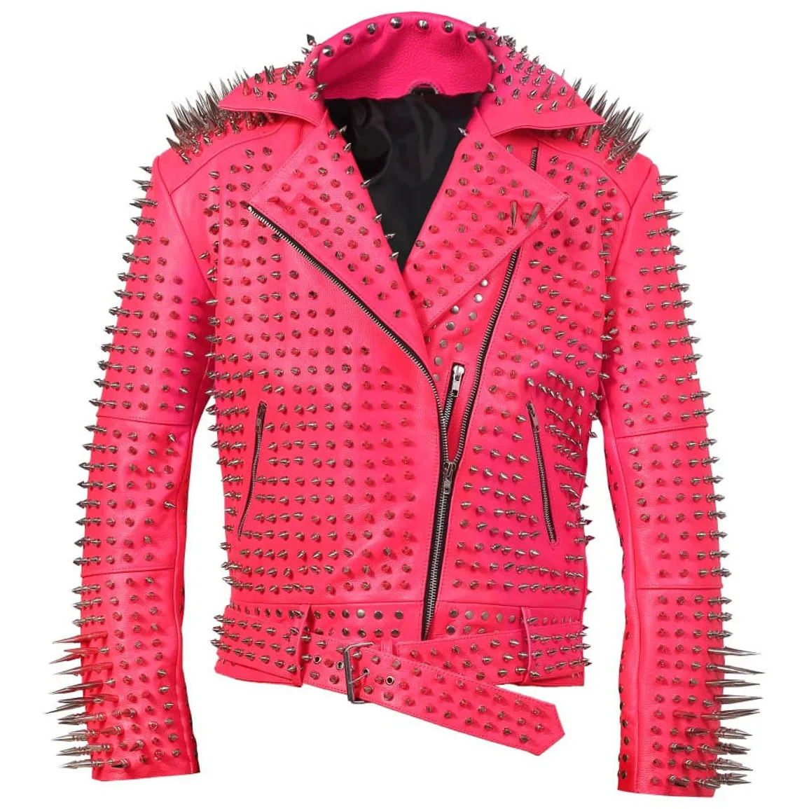 Studded Spike Leather Biker Jacket - Punk Fashion