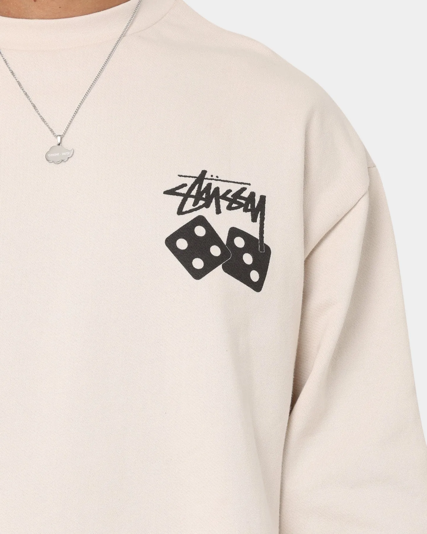 Stussy Dice Crewneck White Sand