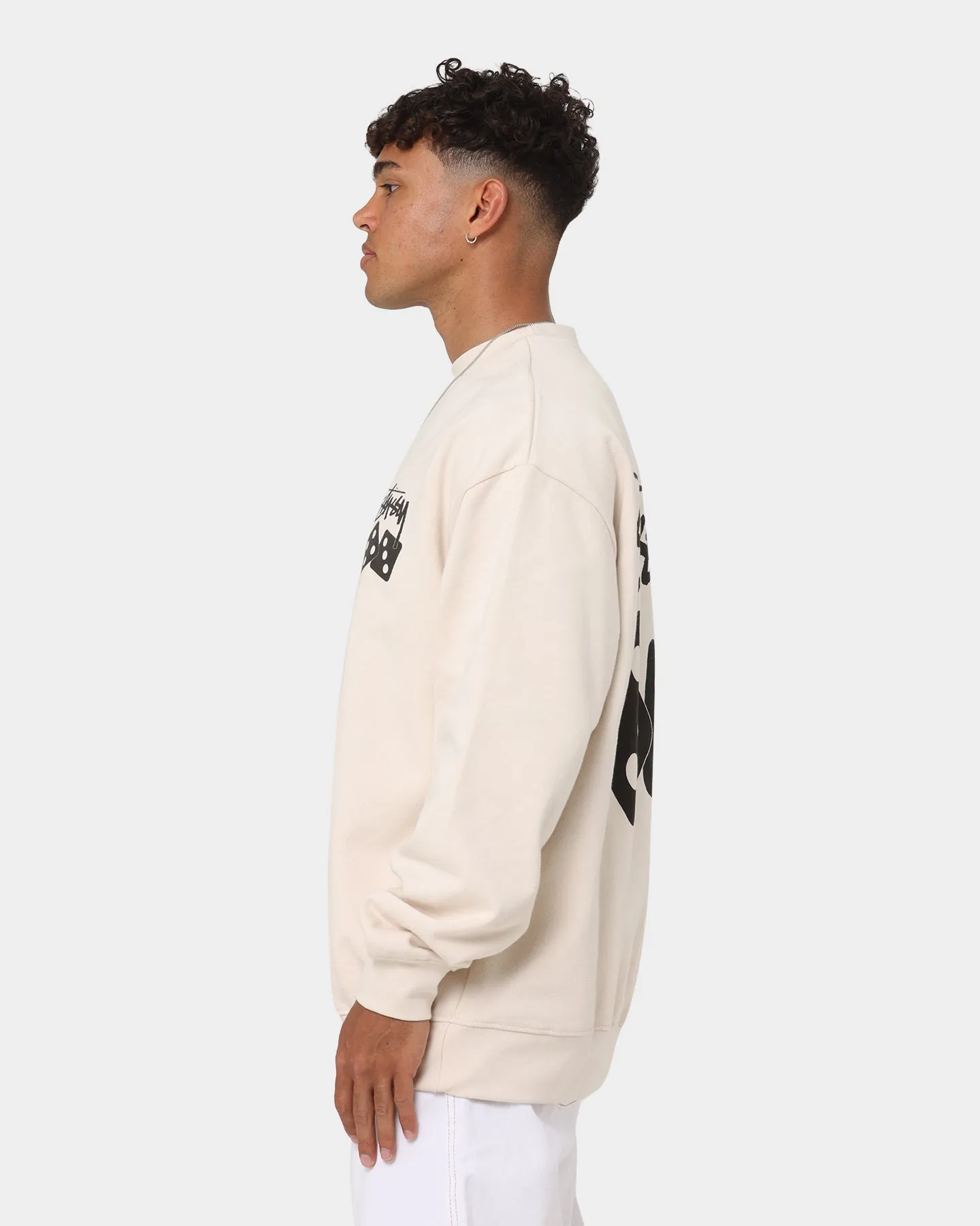 Stussy Dice Crewneck White Sand