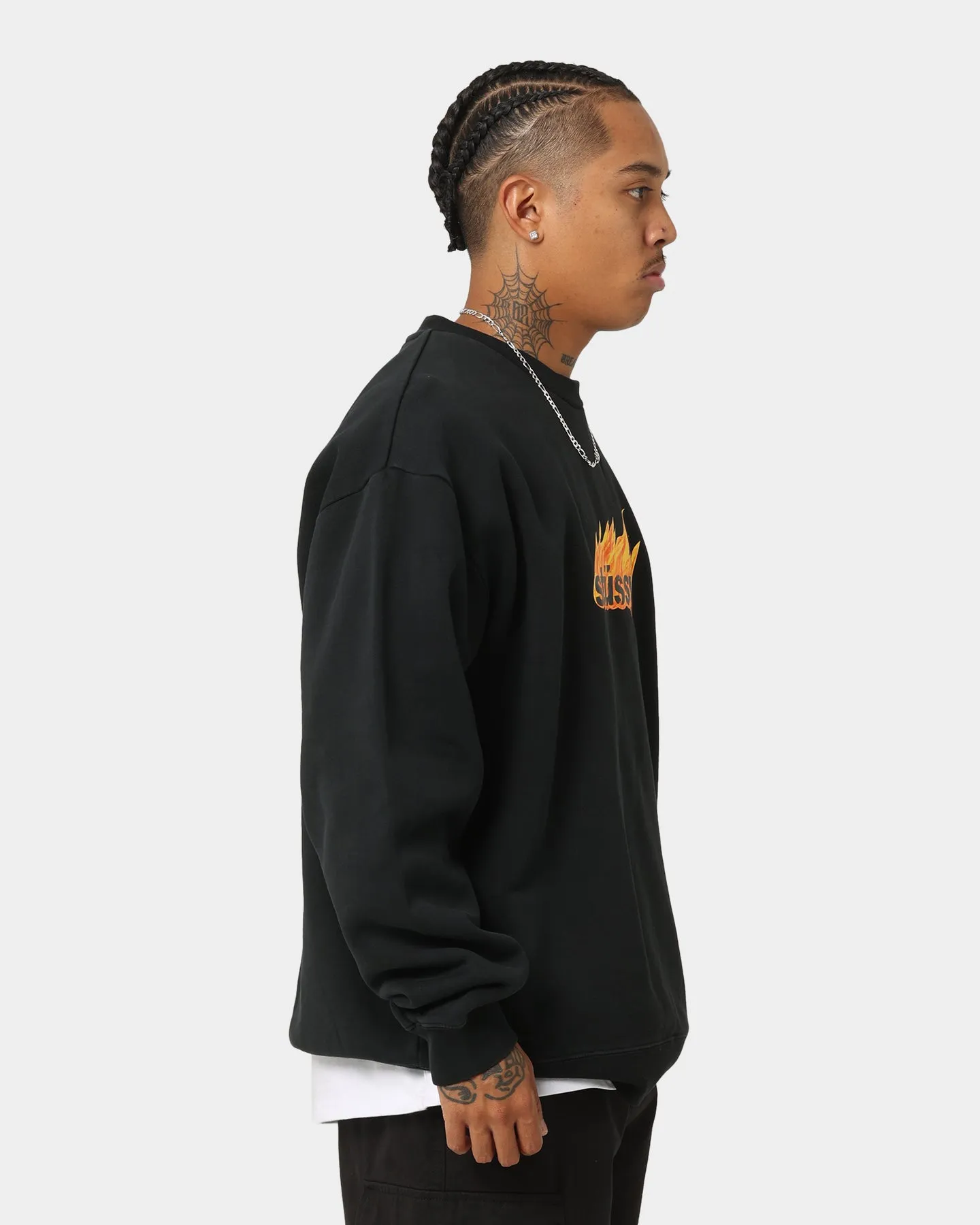 Stussy Pigment Flames 50/50 Crewneck Pigment Black