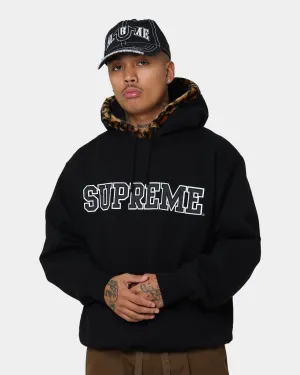 Supreme Leopard Trim Hooded Sweatshirt Black