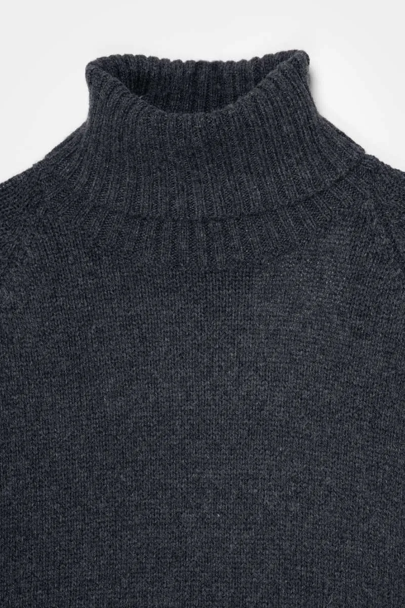 Susanna Cashmere Turtleneck Sweater Dark Grey