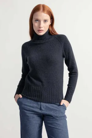 Susanna Cashmere Turtleneck Sweater Dark Grey