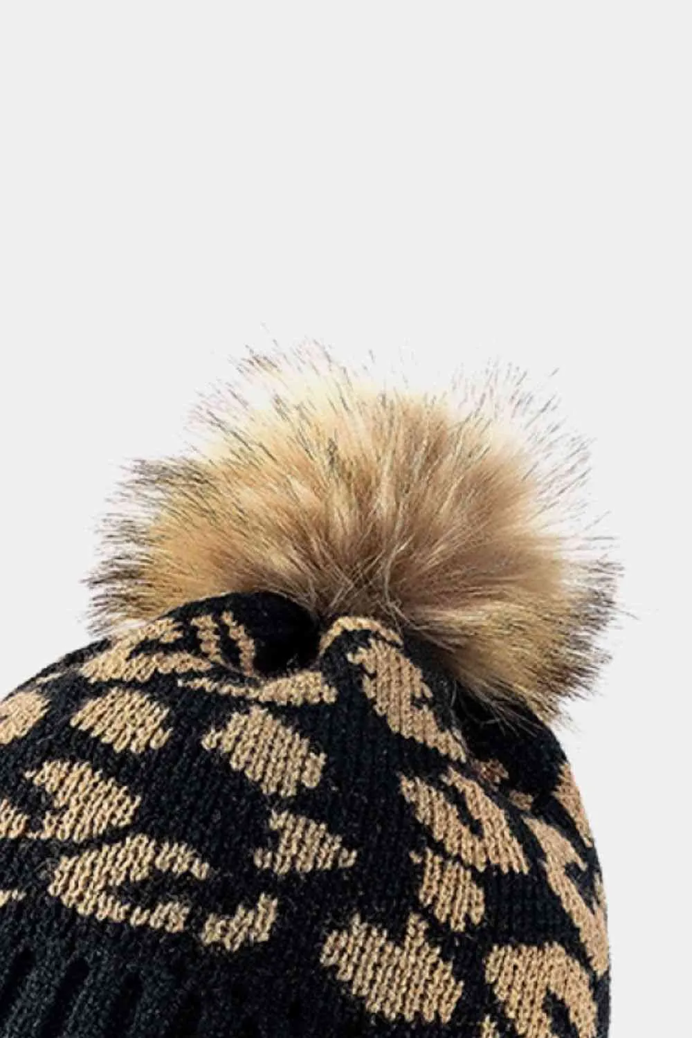 TEEK - Leopard Pom-Pom Cuffed Beanie