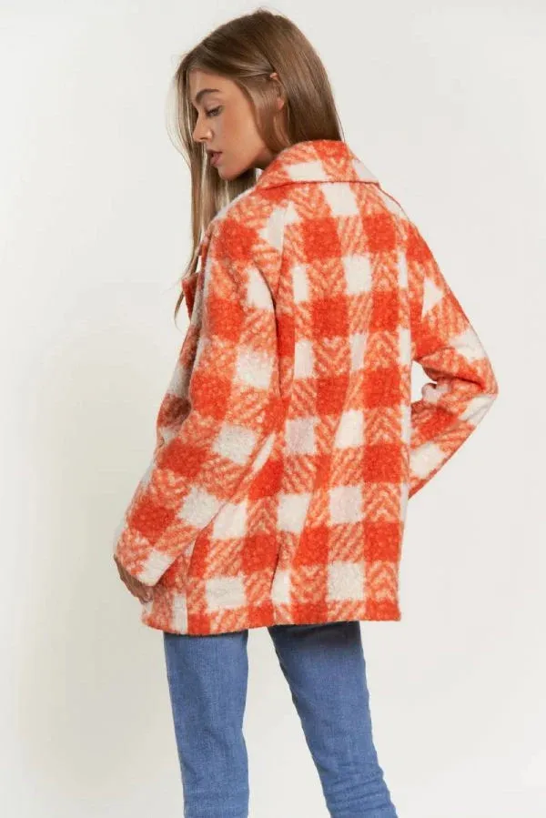 The Buffalo Check Boucle Jacket - Orange