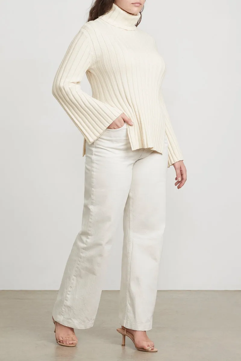 THE RIBBED TURTLENECK - IVORY