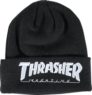 Thrasher Logo Embroidered Beanie Black/White