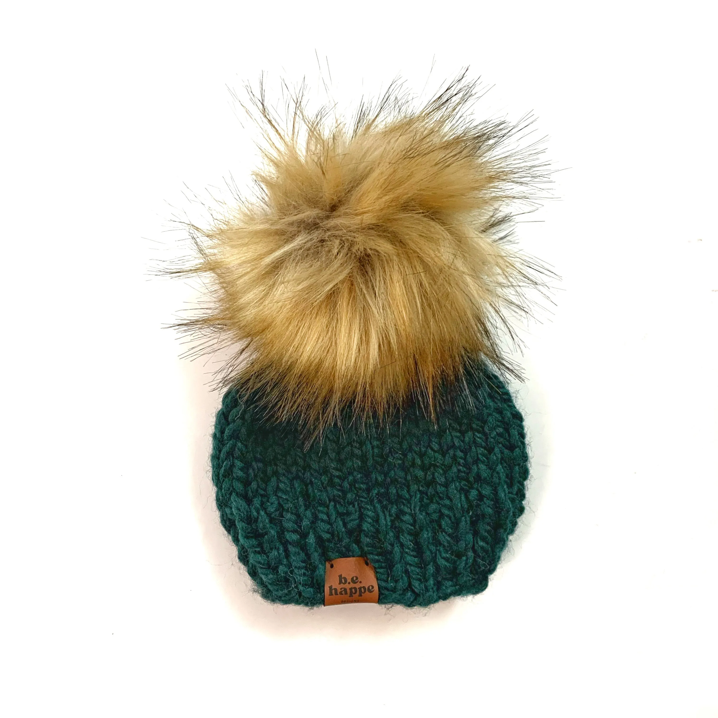 Toddler Solid Knit Pom Hat | Dark Green