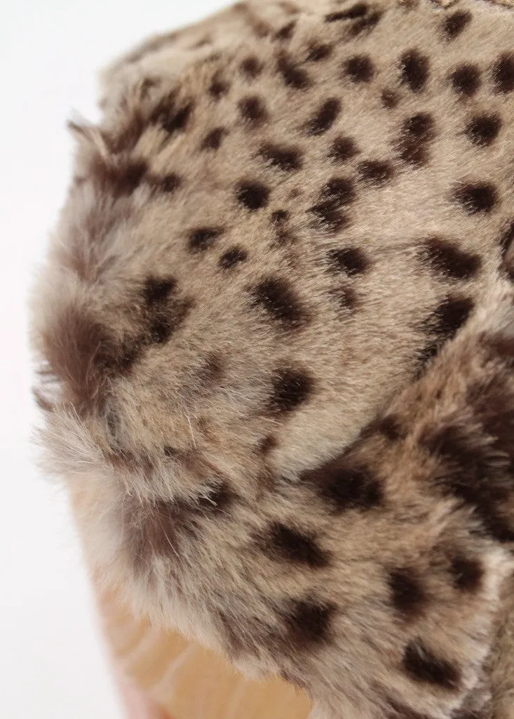 Vintage 1940s Leopard Print Fur Topper Hat