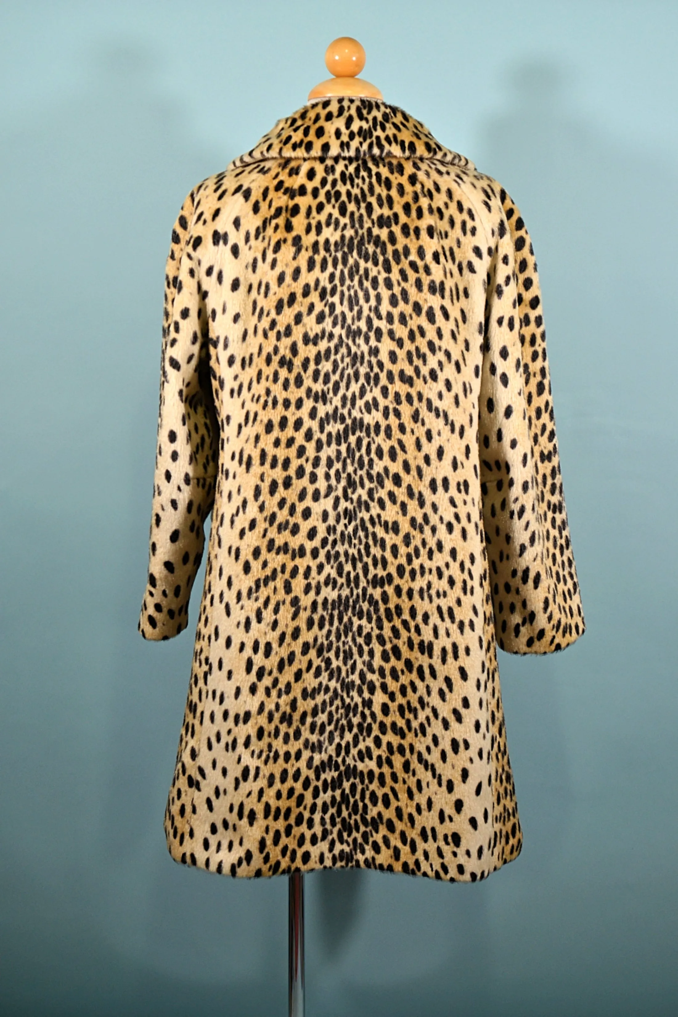 Vintage 60s 'Safari' Faux Cheetah Coat, Sportowne La France Leopard Coat S/M