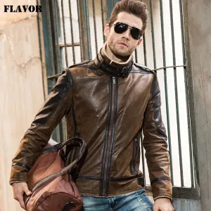 Vintage Men's Genuine Leather Motorcycle Jacket