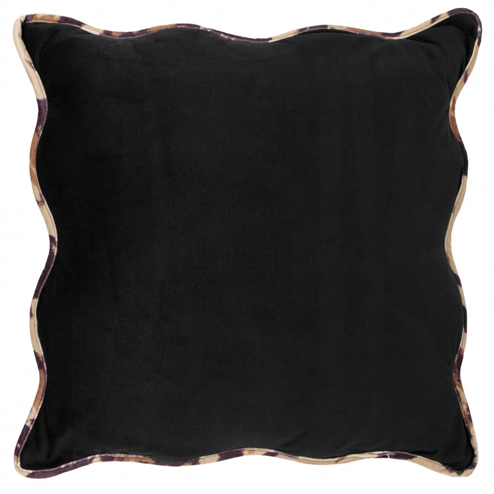 Wiggle Leopard Piped Velvet Cushion Black