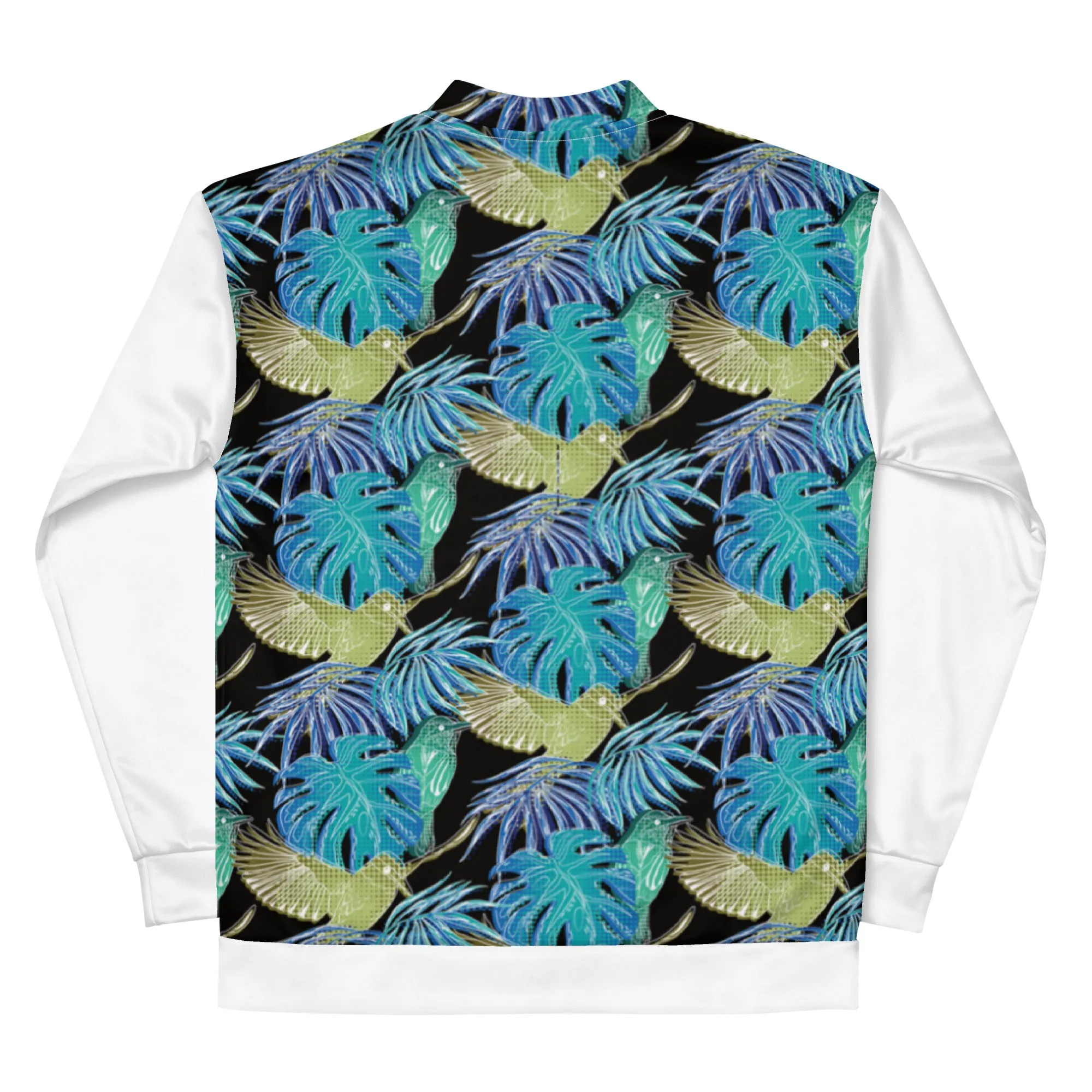 Women Bomber Jacket With Pockets Zipper Premium Quality Thermal Tropical Bird Design by IOBI Original Apparel