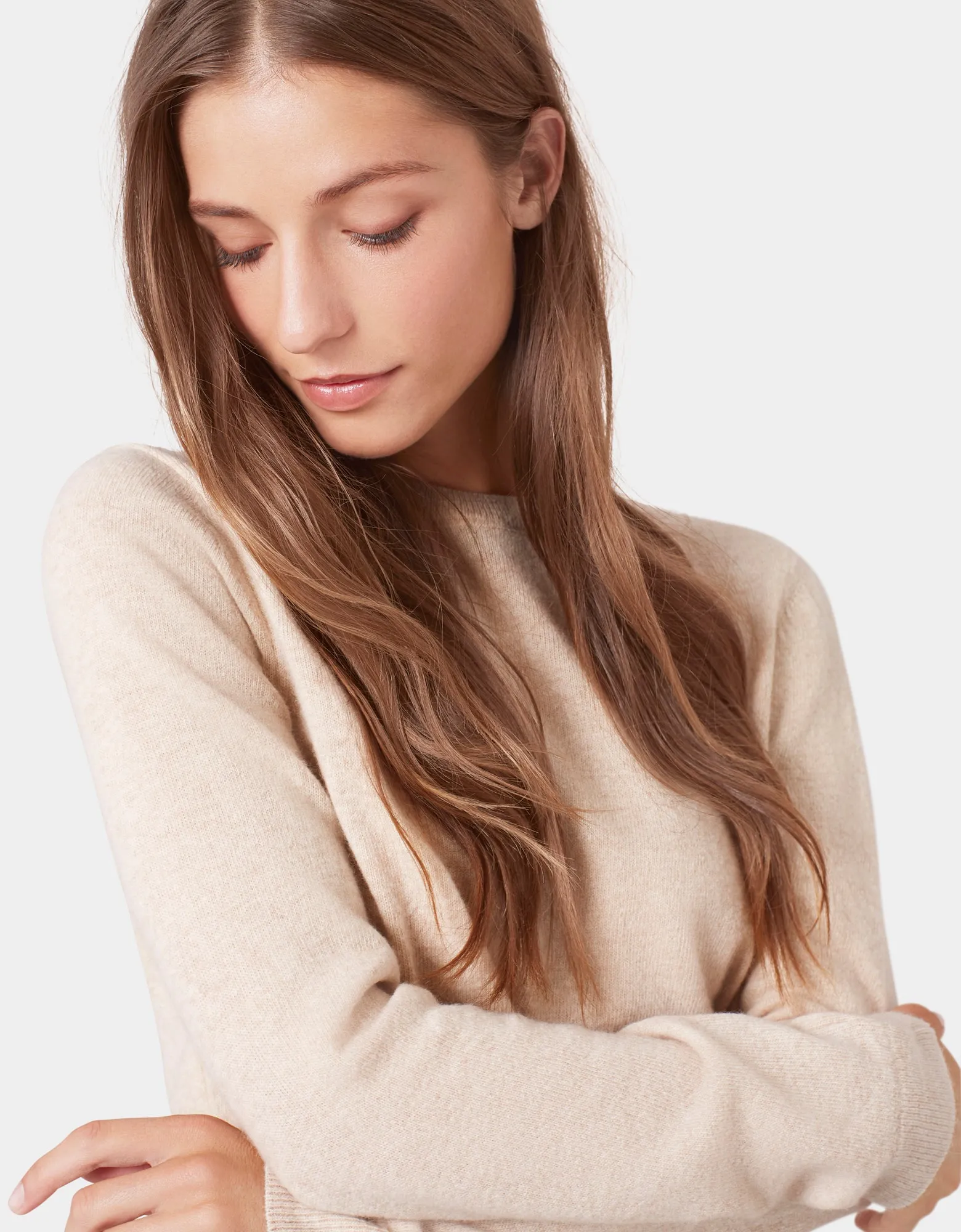 Women Light Merino Wool Crew - Ivory White