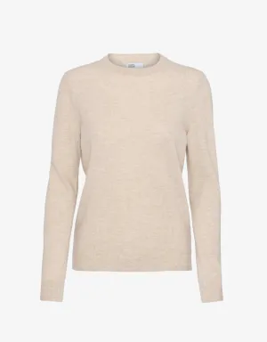 Women Light Merino Wool Crew - Ivory White