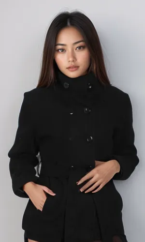 Women Stand Collar Jacket (Black)