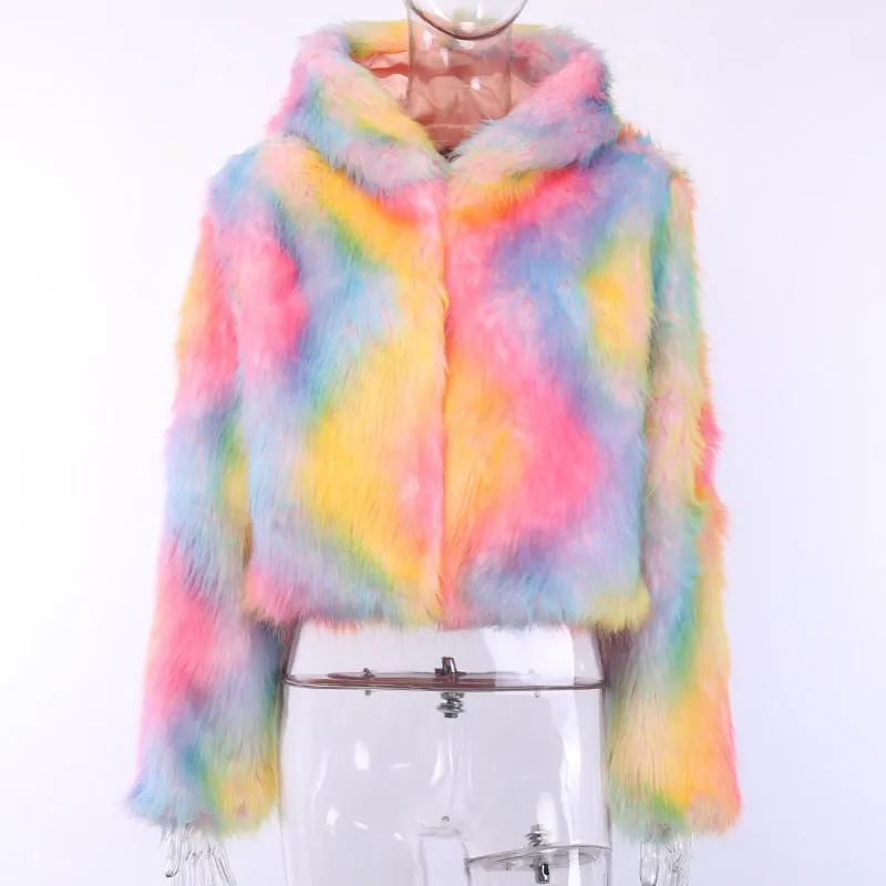 Women's Autumn/Winter Warm Hooded Zipper Faux Fur Coat