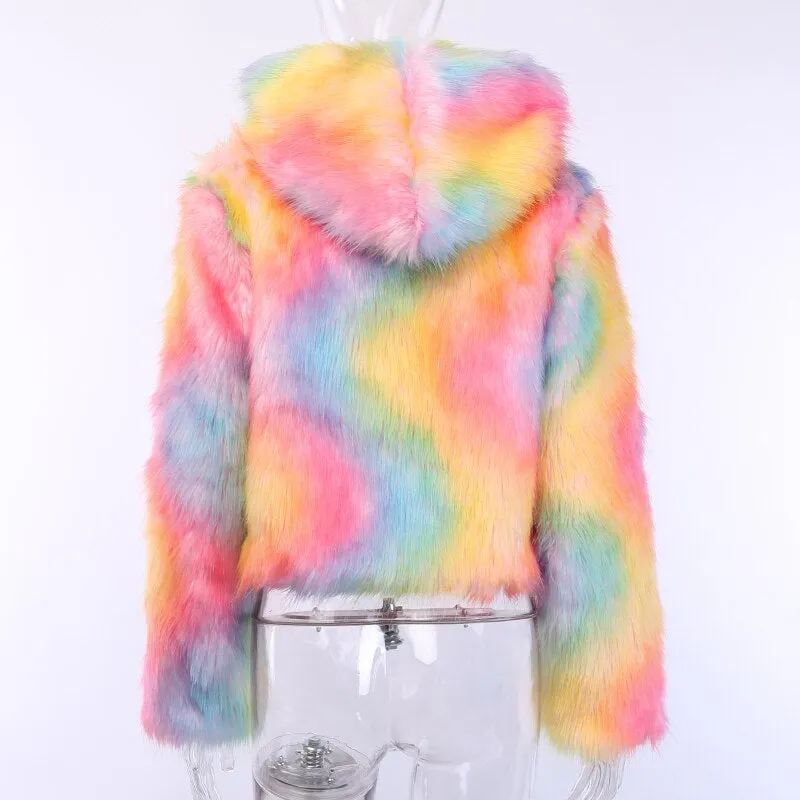 Women's Autumn/Winter Warm Hooded Zipper Faux Fur Coat