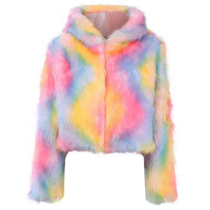 Women's Autumn/Winter Warm Hooded Zipper Faux Fur Coat