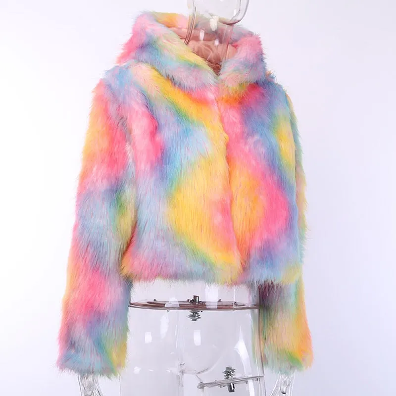 Women's Autumn/Winter Warm Hooded Zipper Faux Fur Coat