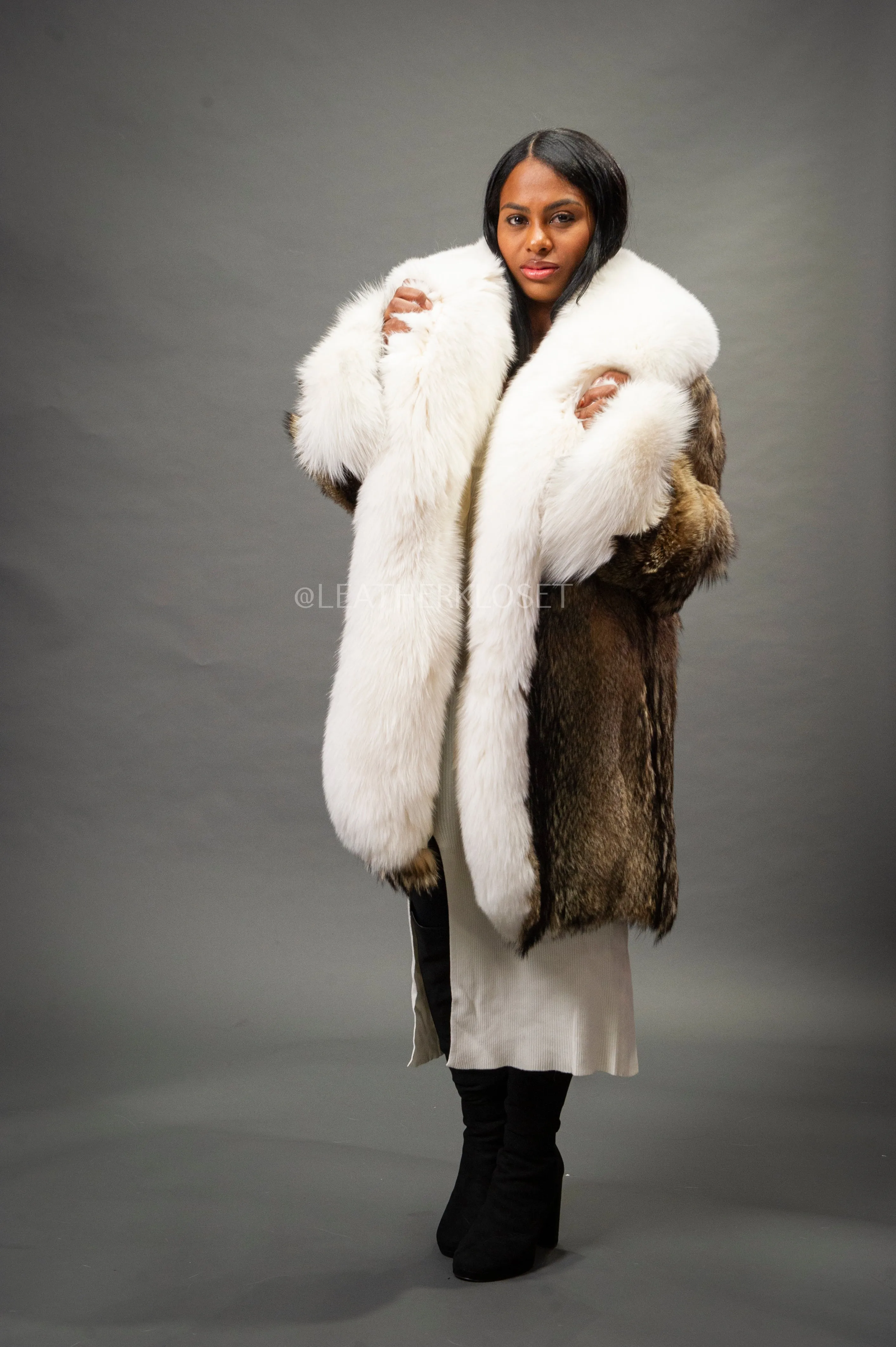 Women's Coyote and Fox 3/4 Coat