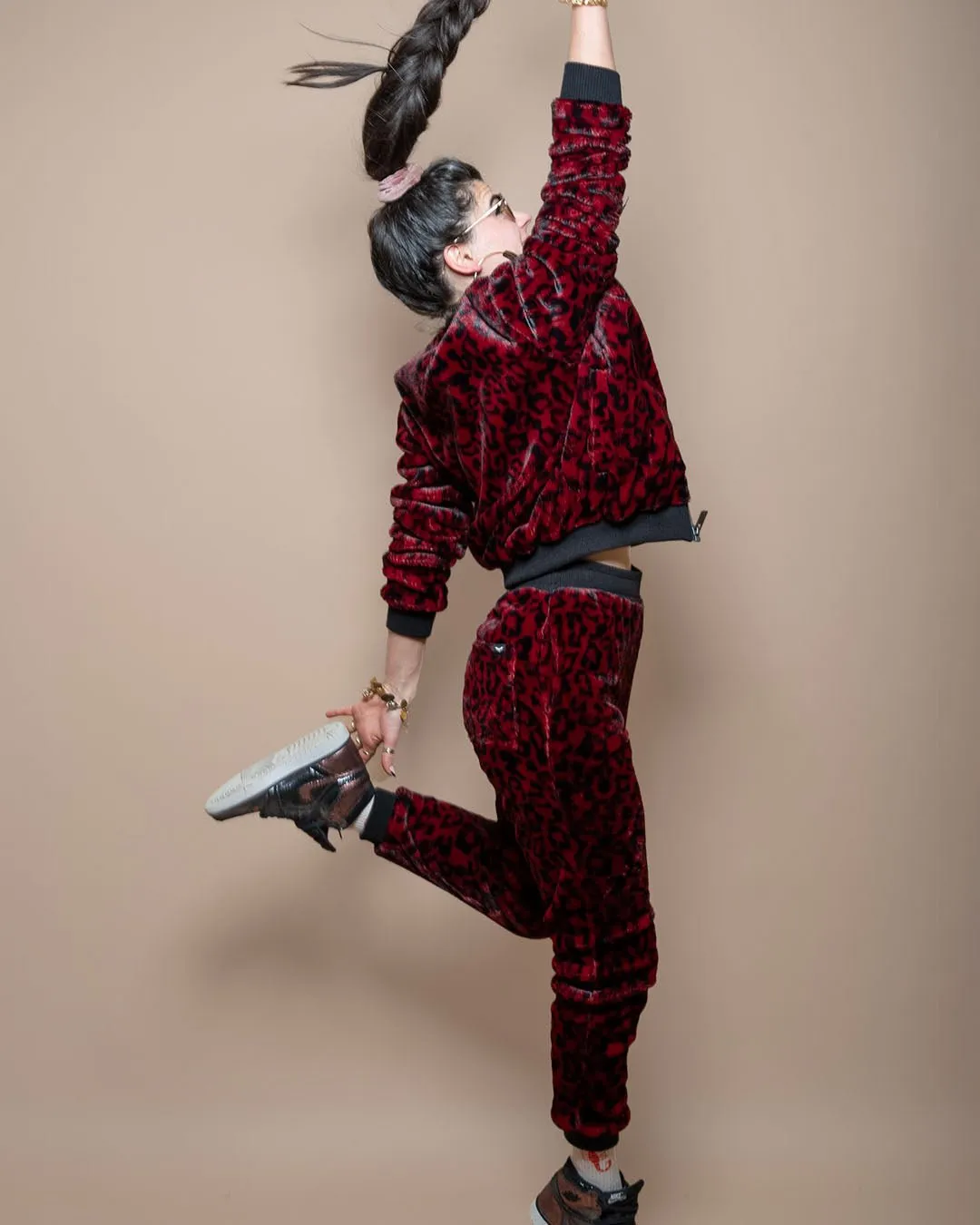 Women's Lounge Pants | Red Burgundy Leopard