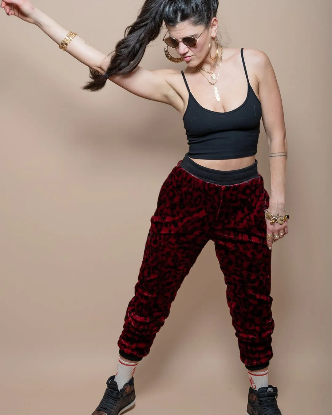 Women's Lounge Pants | Red Burgundy Leopard