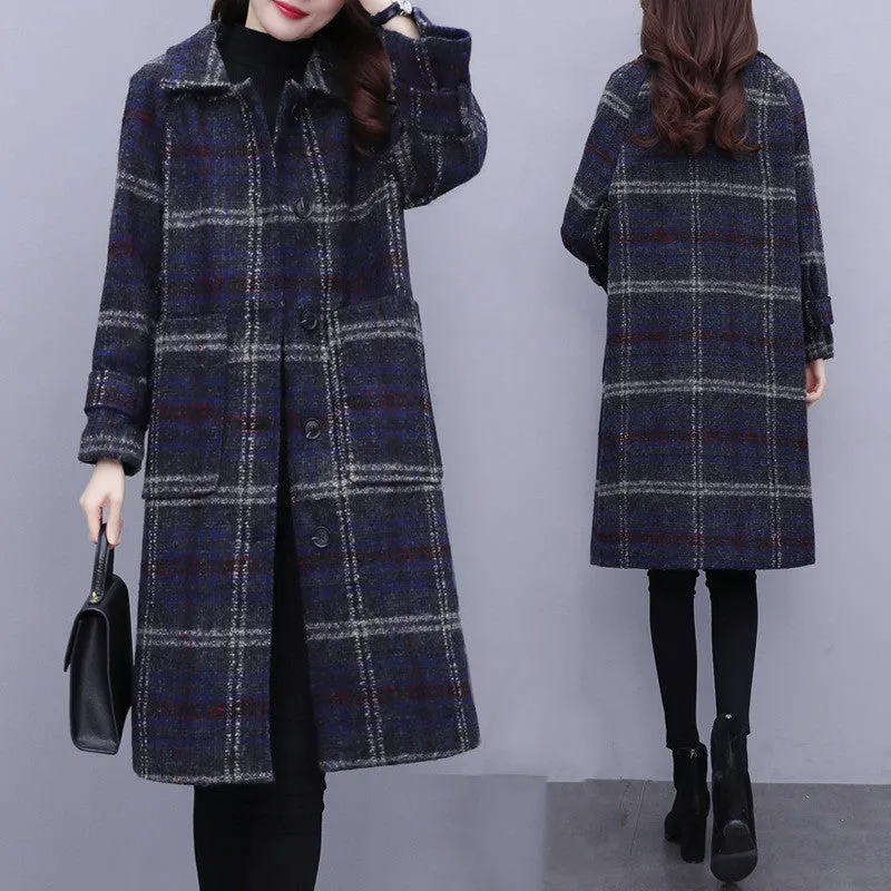 Women's New Plus Size Plus Cotton Padded Woolen Coat