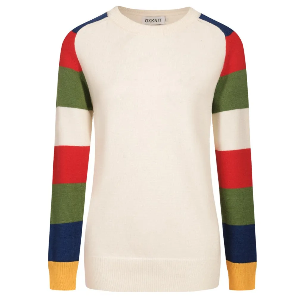 Women's rainbow knitted long-sleeved T-shirt